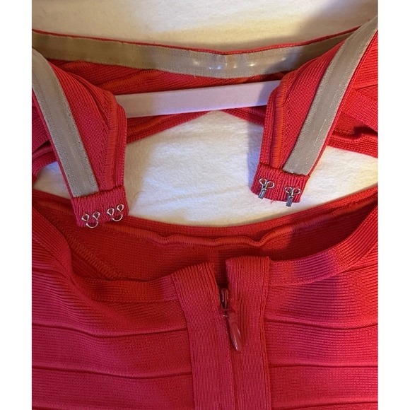 Herve Leger Red Body-Con Vintage Dress Size XS New With Tags - Picture 11 of 11